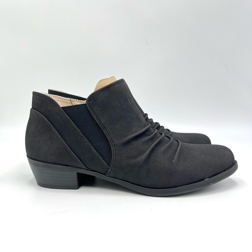 LifeStride Womens Size 8.5 Black Faux Vegan Suede Ankle Boots Booties Shoes